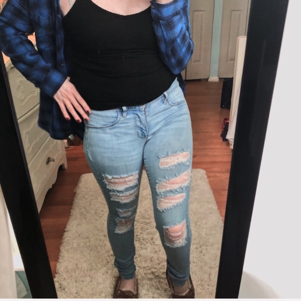 Pacsun Light Wash Distressed Skinny Jeans